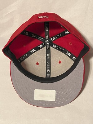 SUPREME x New Era Classic Script Fitted Hat Cap RED 7 1/8 NEW! F/W