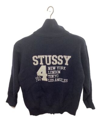 90s OLD STUSSY BIG 4 FULL ZIP KNIT