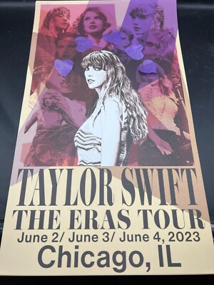 Official Taylor Swift Concert Poster Chicago, IL Eras Tour June