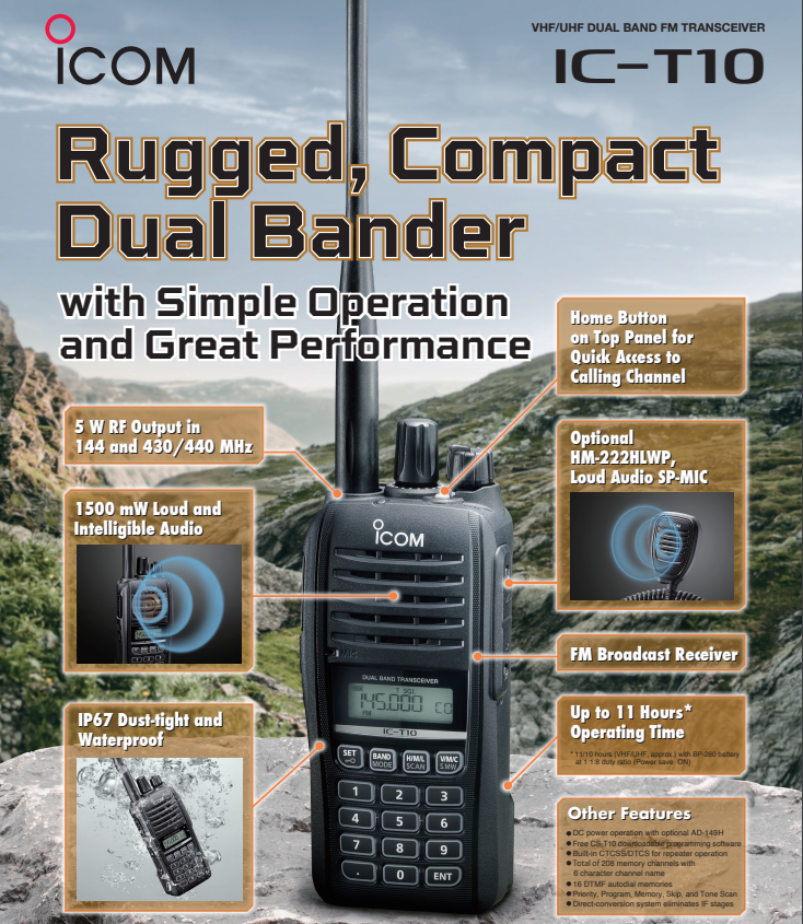 Icom IC-T10 144/430ハンディ機 FMラジオ受信 Amazon | IC-T10 144/430MHz