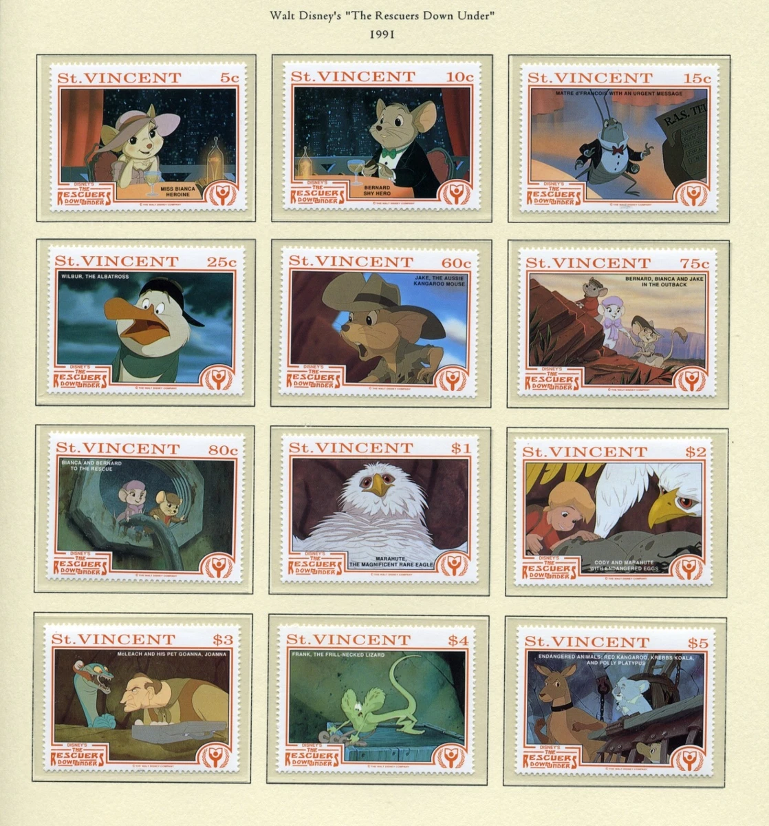 ディズニースタンプギャラリー セントビンセント・グレナディ―ン発行