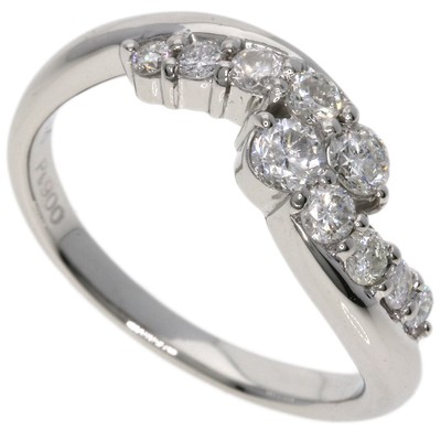 ヴィンテージプラチナ900天然ダイヤモンドⅤ字リングダイヤ0.47ct0.25c