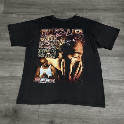 Vintage 90s Tupac Shakur 2Pac Thug Life T Shirt Size XL Rare Hip