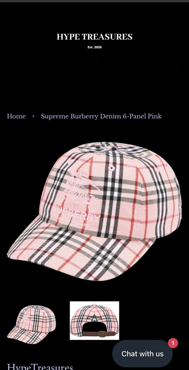 BRAND NEW SUPREME X BURBERRY PINK STRIPE 6 PANEL HAT-HYPETREASURES