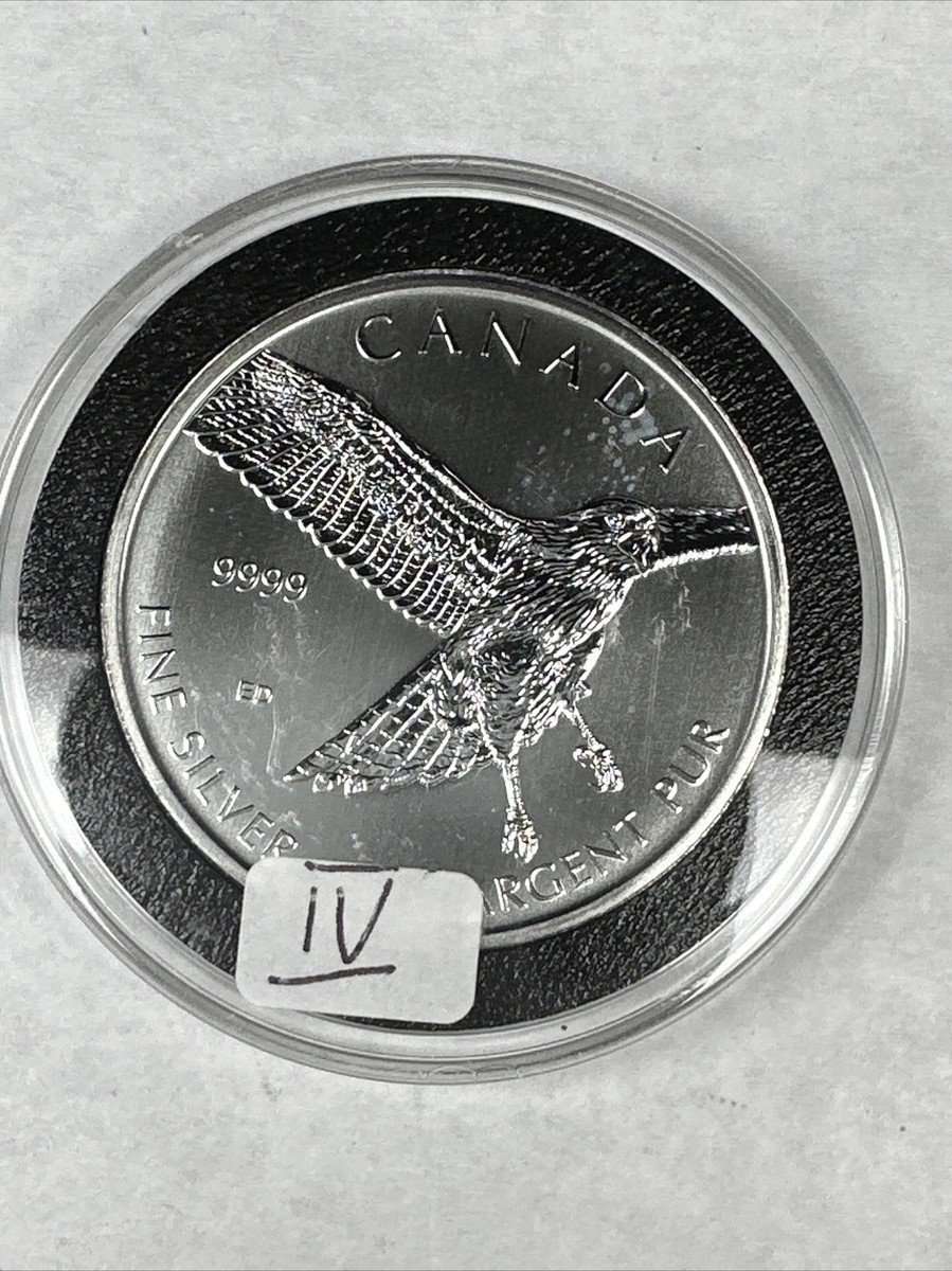 CANADA 2015 $5 DOLLARS MAPLE LEAF BIRDS OF PREY TAILEDHAWK 1 0Z