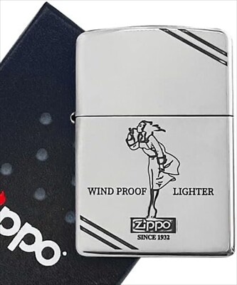 Zippo Windy Girl Antique Brass Plating Silver Double-Sided