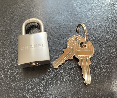 Chanel Matte Silver Lock And Two Keys Authentic Very Rare with