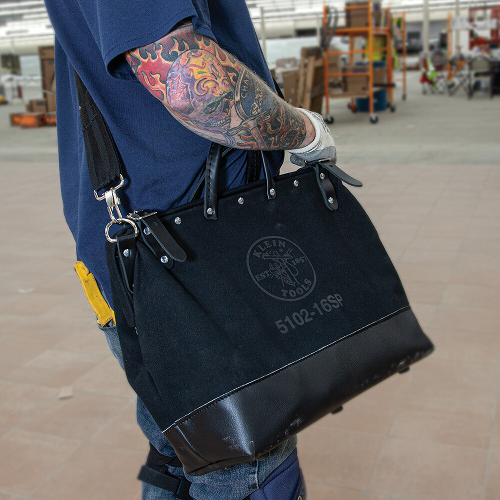 Klein Tools 510216SPBLK Deluxe Black Canvas Tool Bag, 16-Inch | eBay