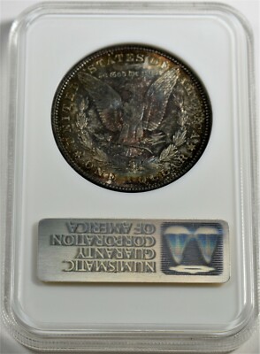 1883 Morgan Silver Dollar NGC MS65 GEM BLUE, RED, YELLOW HUES