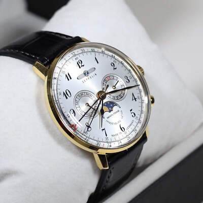 Zeppelin Hindenburg Gold Tone Silver Dial Men's Watch 7038-1 LZ129