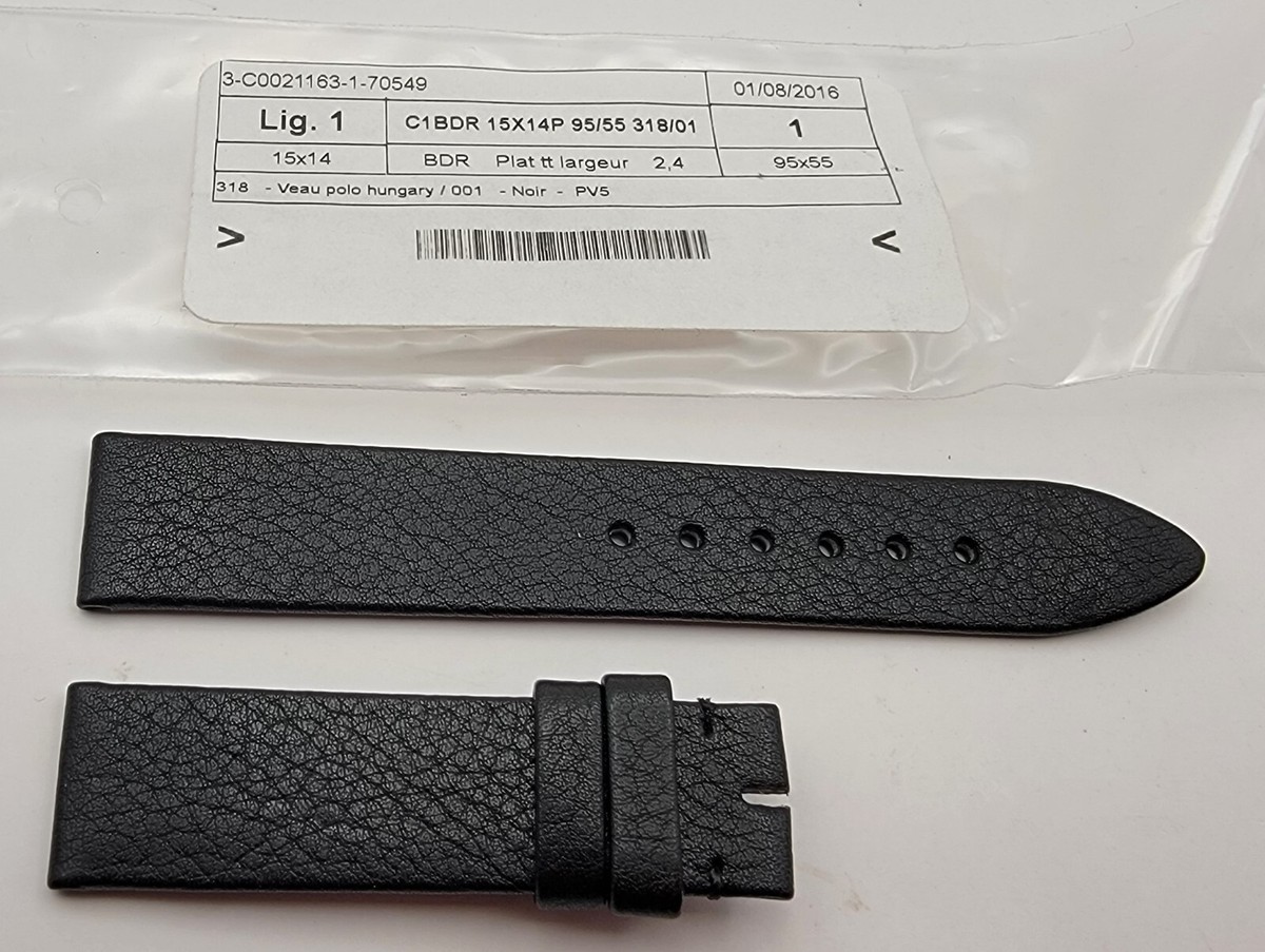 NEW OEM Tiffany & Co. Genuine Black Leather Watch Strap 15/14 mm