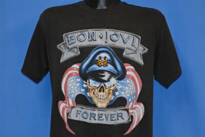 vintage 80s BON JOVI FOREVER BROTHERHOOD TOUR 1989 USA FLAG SKULL