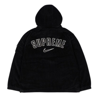 Supreme Nike Arc Corduroy Hooded Jacket Black Purple Red Camo S
