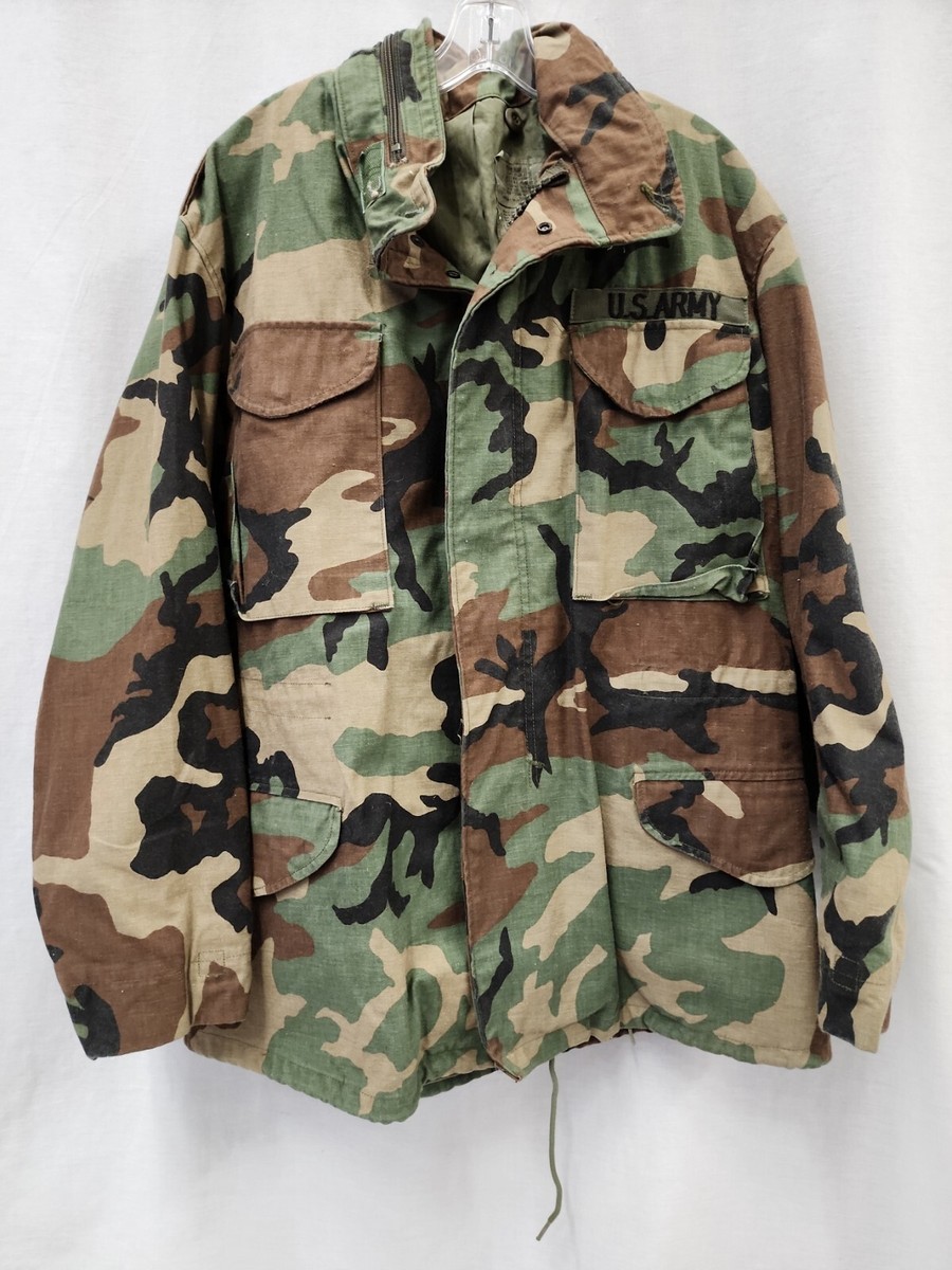US Army M81 Woodland Camo Field Jacket Coat Cold Weather Medium