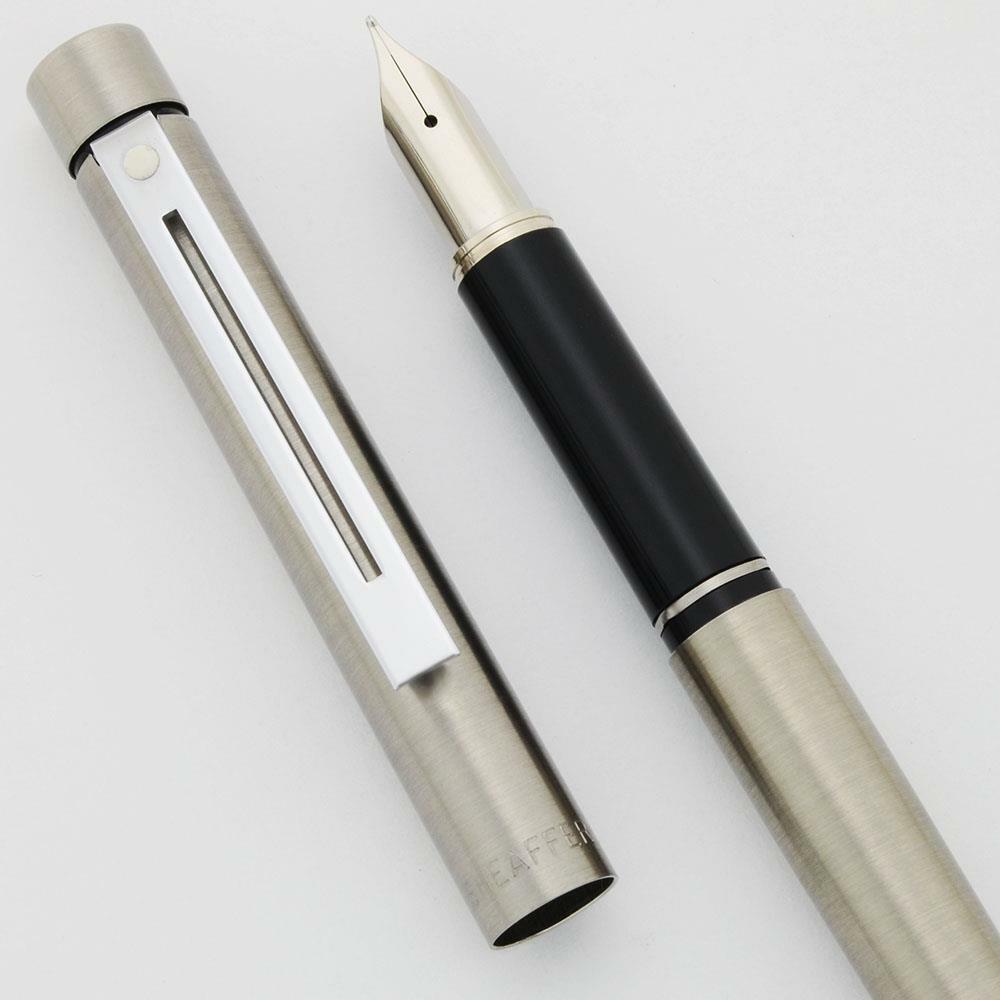 Sheaffer Targa 1001s Slim Fountain Pen - Brushed SS, CT, Later