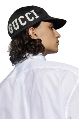 Authentic Men's Gucci Black 25 Logo Print Twill Baseball Hat Cap