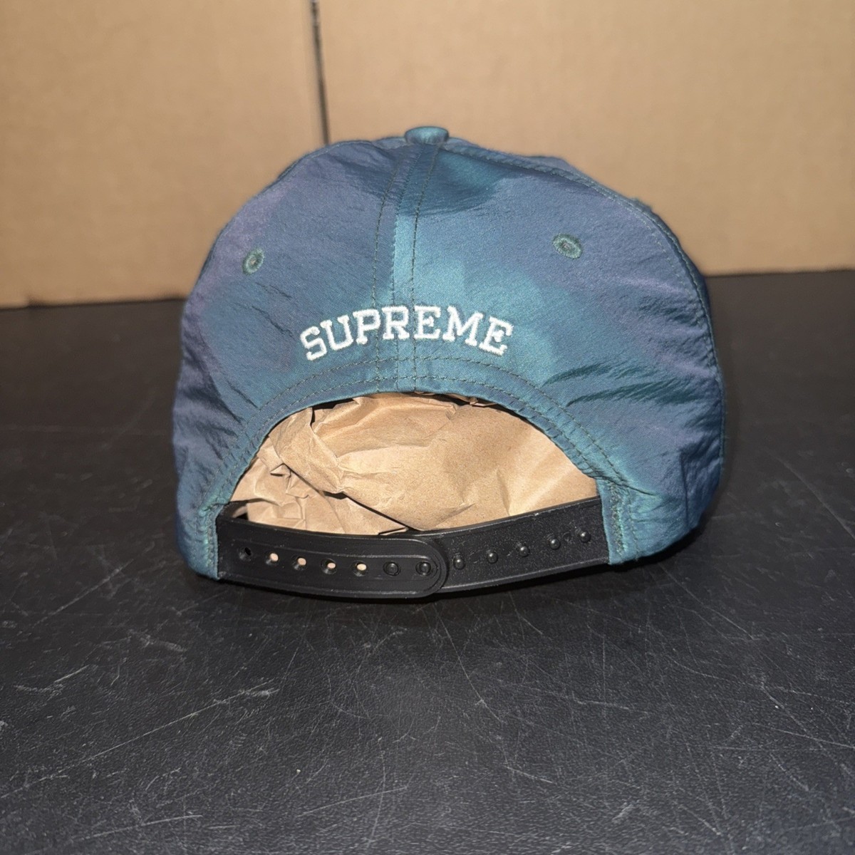 SUPREME SS16 MOTION LOGO IRIDESCENT GREEN 5 PANEL CAP PRE-OWNED | eBay