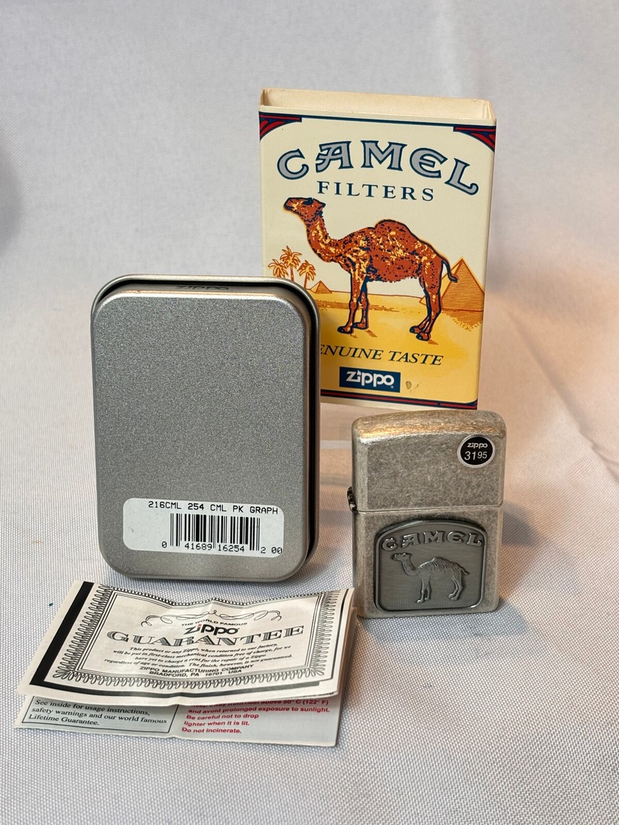 1998 Zippo Lighter Camel Antique Silverplate Finish Sticker Sealed