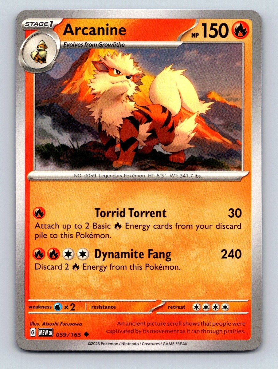 Arcanine HP 150 Torrid Torrent Ability Fire Power Orange Pokémon