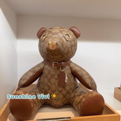 NWT COACH Large Leather Collectible Bear Signature Logo Teddy Bear