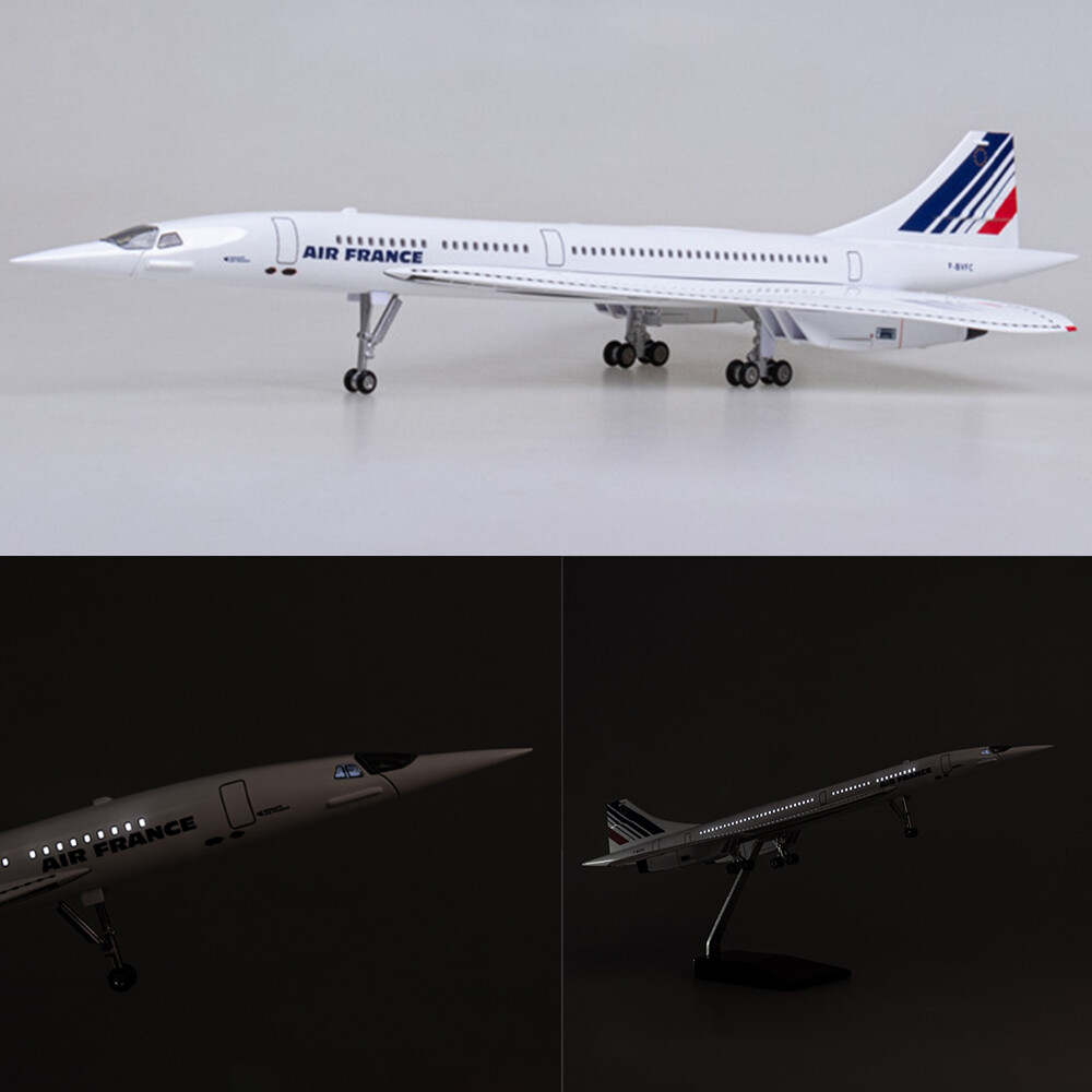 1/125 Air France Concorde Airplane Model With Lights Resin Plane