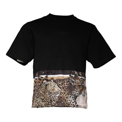 DOLCE & GABBANA T-shirt Black Leopard Cotton Short Sleeves IT46