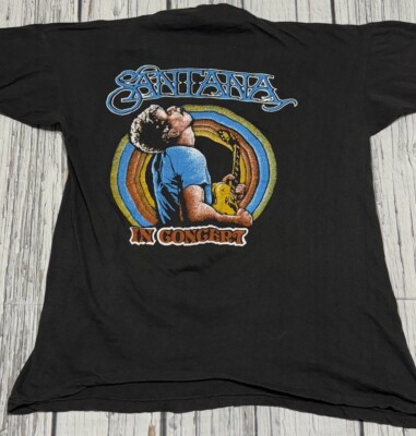 Vintage Carlos Santana In Concert 70s Ringer T-Shirt Rare Double