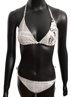 ❤️JOHN GALLIANO, VINTAGE Gazette, Newspaper pattern BIKINI SET
