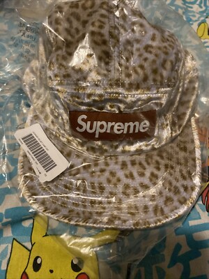 Supreme Leopard Velvet Camp Cap (SS24) Tan Authentic New Box Logo