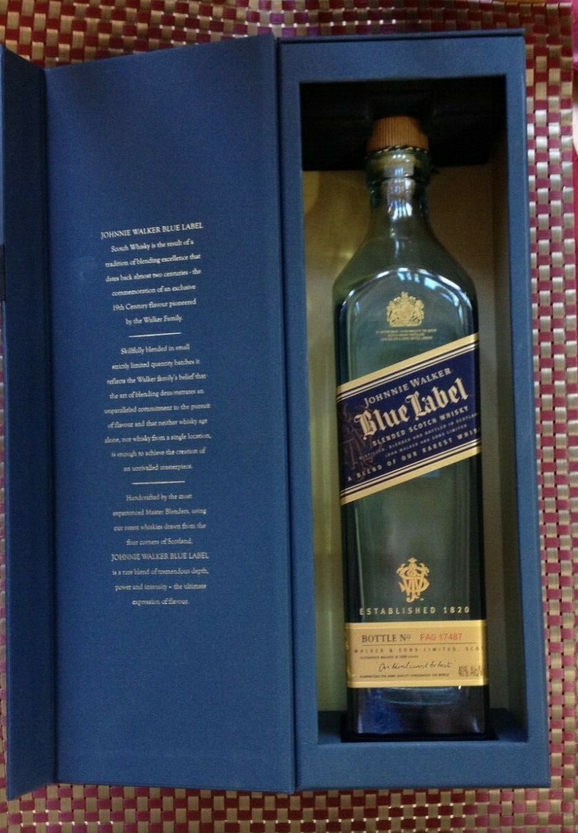 Johnnie Walker Blue Label Blended Scotch Whiskey Box & Empty