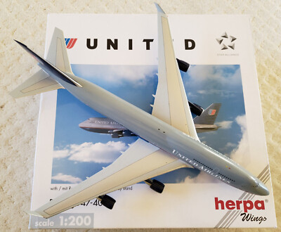 1:200 Boeing 747-400 United Airlines N118UA Herpa 550161 | eBay