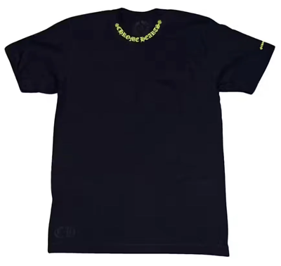NEW CHROME HEARTS NECK LOGO TEE PRINT SHORT SLEEVE T-SHIRT BLACK