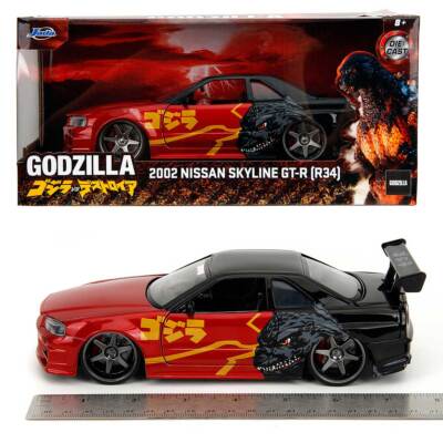 Jada Toys Hollywood Rides: Godzilla 2002 Nissan Skyline GT-R (R34