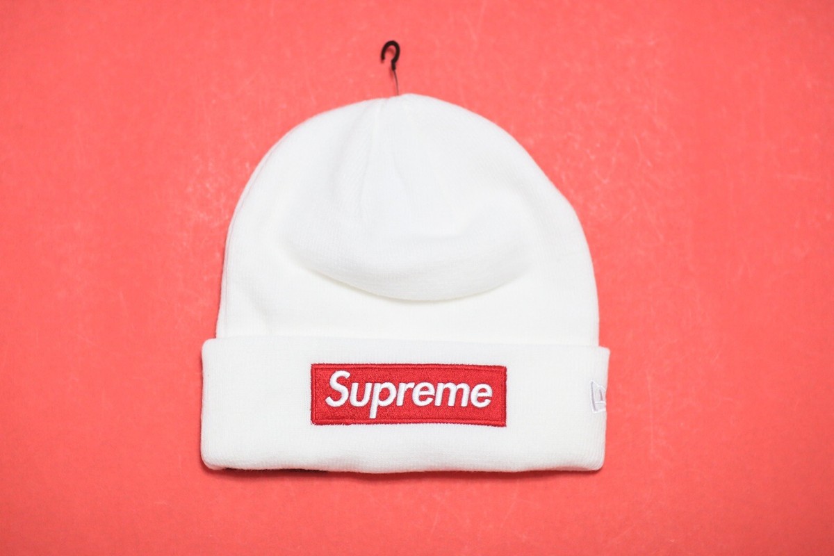 Supreme x New Era Box Logo White Beanie FW21 | eBay