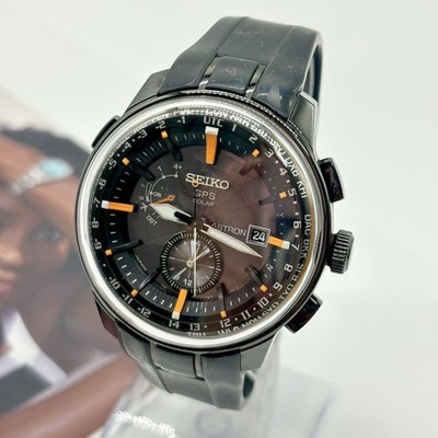 SEIKO Astron 7X52-0AK0 GPS Solar Watch Black Orange Excellent