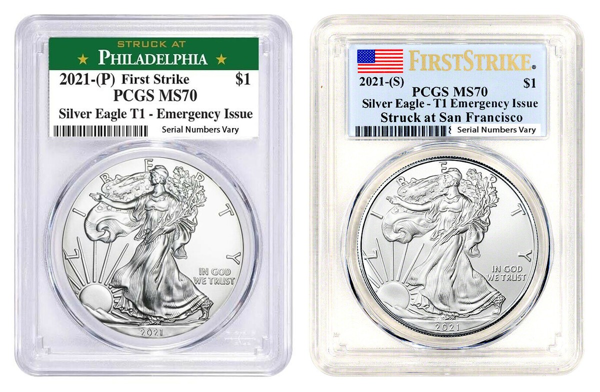 新品】イーグル銀貨2021-(S) T1 PCGS MS70 サンフランシスコ 2021年