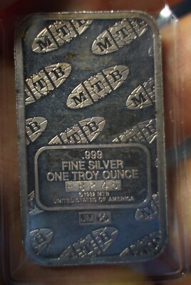 Statue Lady Liberty 1982 MTB JM 1 Troy oz .999 fine silver art bar