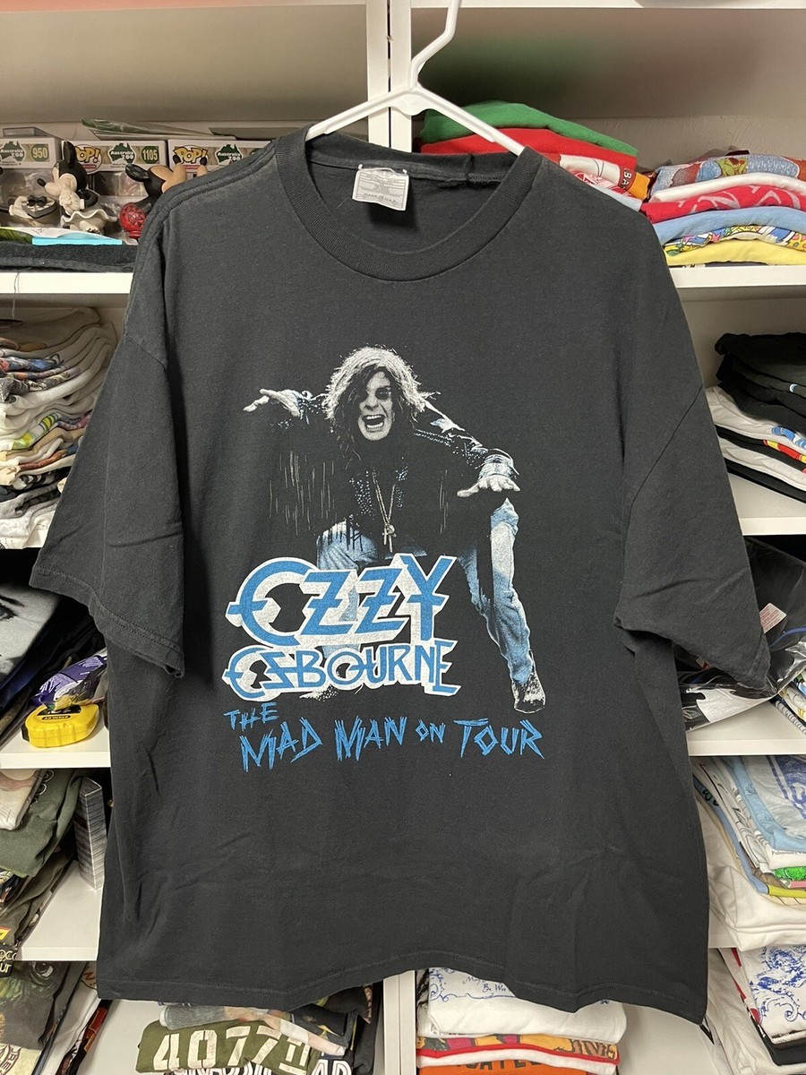 Vintage Rare 90s Ozzy Osbourne T-Shirt Mad Man On TOUR Black