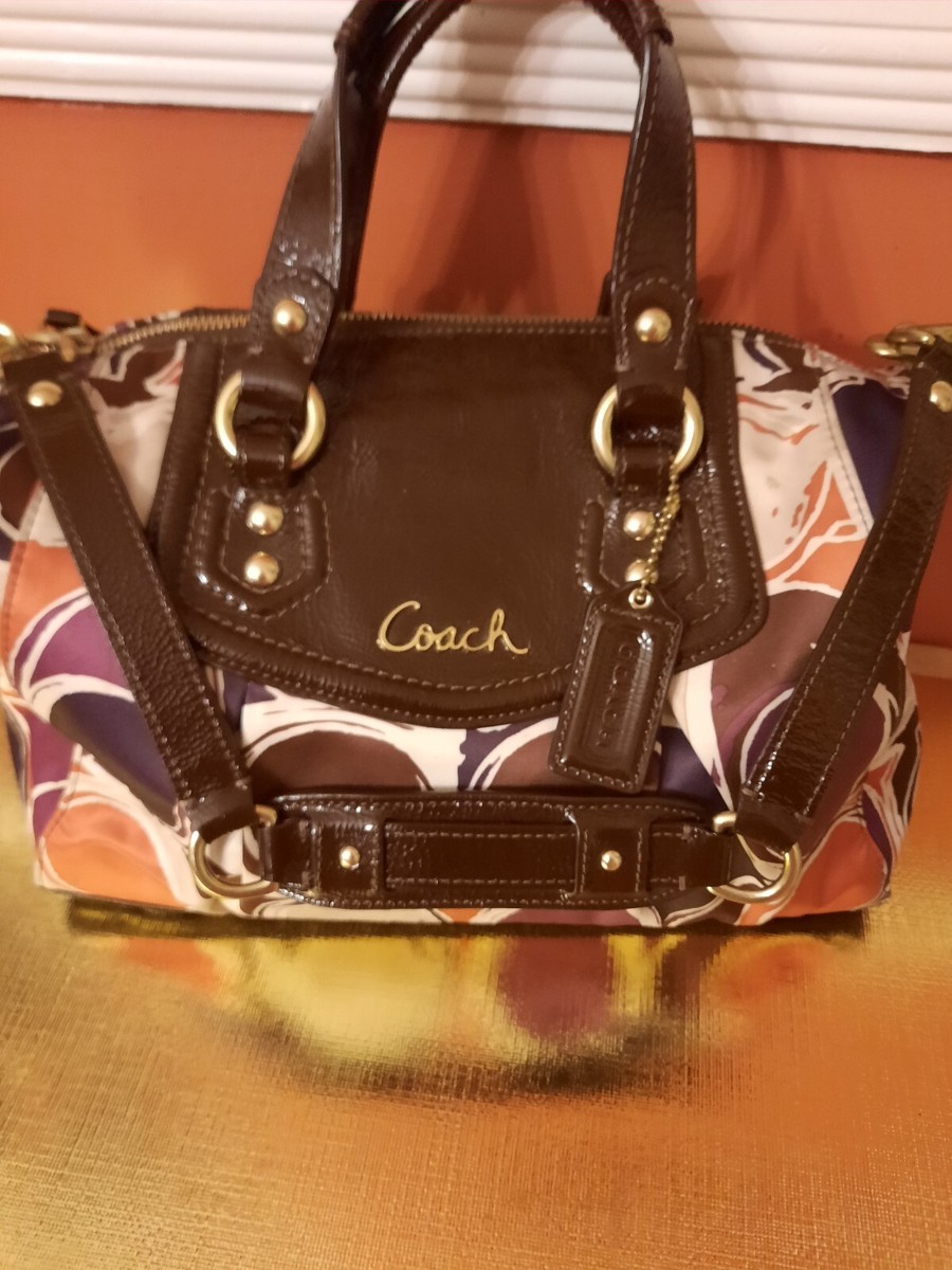 VINTAGE COACH ASHLEY G1271 BEIGE PURPLE ORANGE SHOULDER BAG PURSE