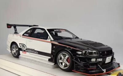 RARE* Line Model 1/18 Nissan Skyline GT-R R34 Black white ADVAN