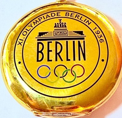Antique German Alpina Pocket Watch 1936 Berlin Olympic Games Gilt