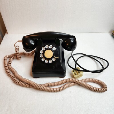 Vintage Bell System Black Rotary Desk Phone Western Electric