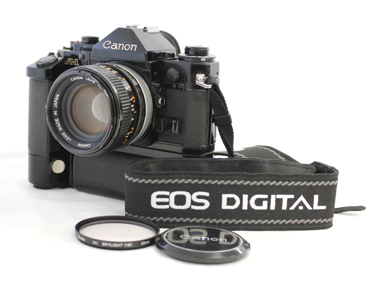 Canon A-1 35mm SLR Film Camera + FD 50mm F1.4 S.S.C. + Motor Drive