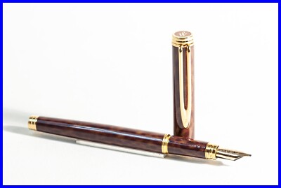 Waterman GENTLEMAN 100 18ct Lettering Nib Gold Fountain Pen Thuya