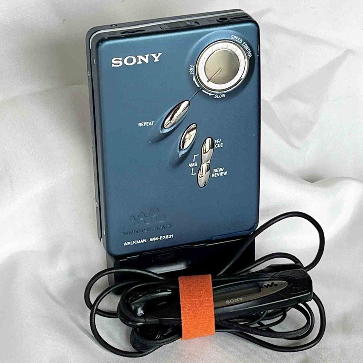 SONY WM-EX631 Navy 2002 W/Accessories Walkman Cassette Player