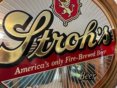 貴重！70's アメリカアンティークStroh's beer パブミラー鏡USA｜貴重
