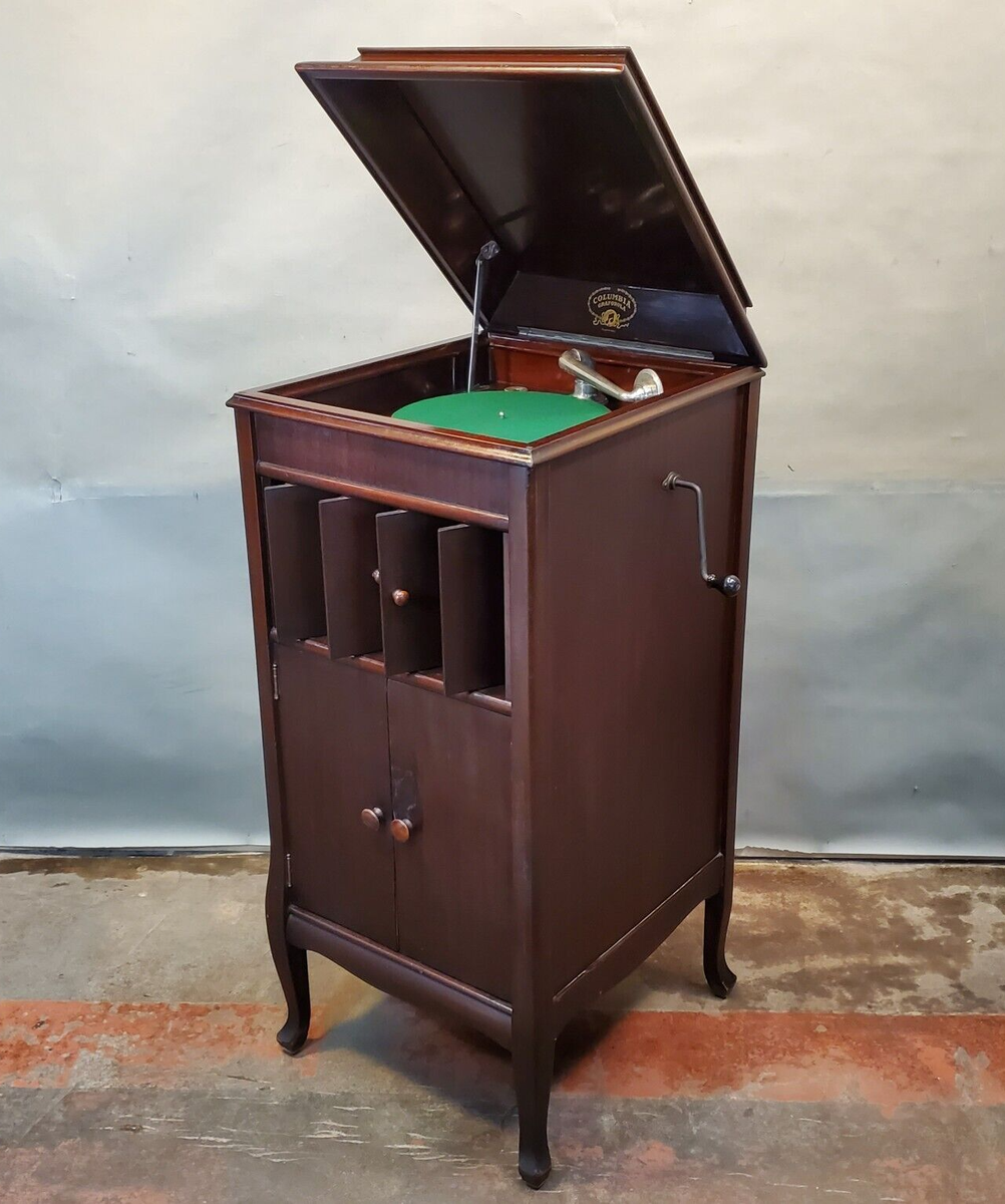 Antique Columbia Grafonola Phonograph, Hand Crank, Plays 78