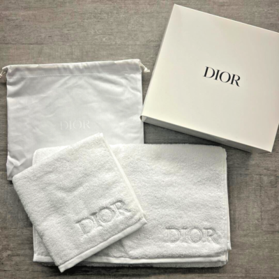 DIOR novelty face & hand towel set of 2 W/Drawstring bag JAPAN NEW