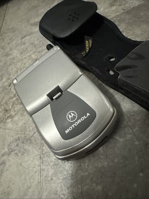 Vintage Motorola Timeport P8197 Silver Cell Phone Flip Phone, As