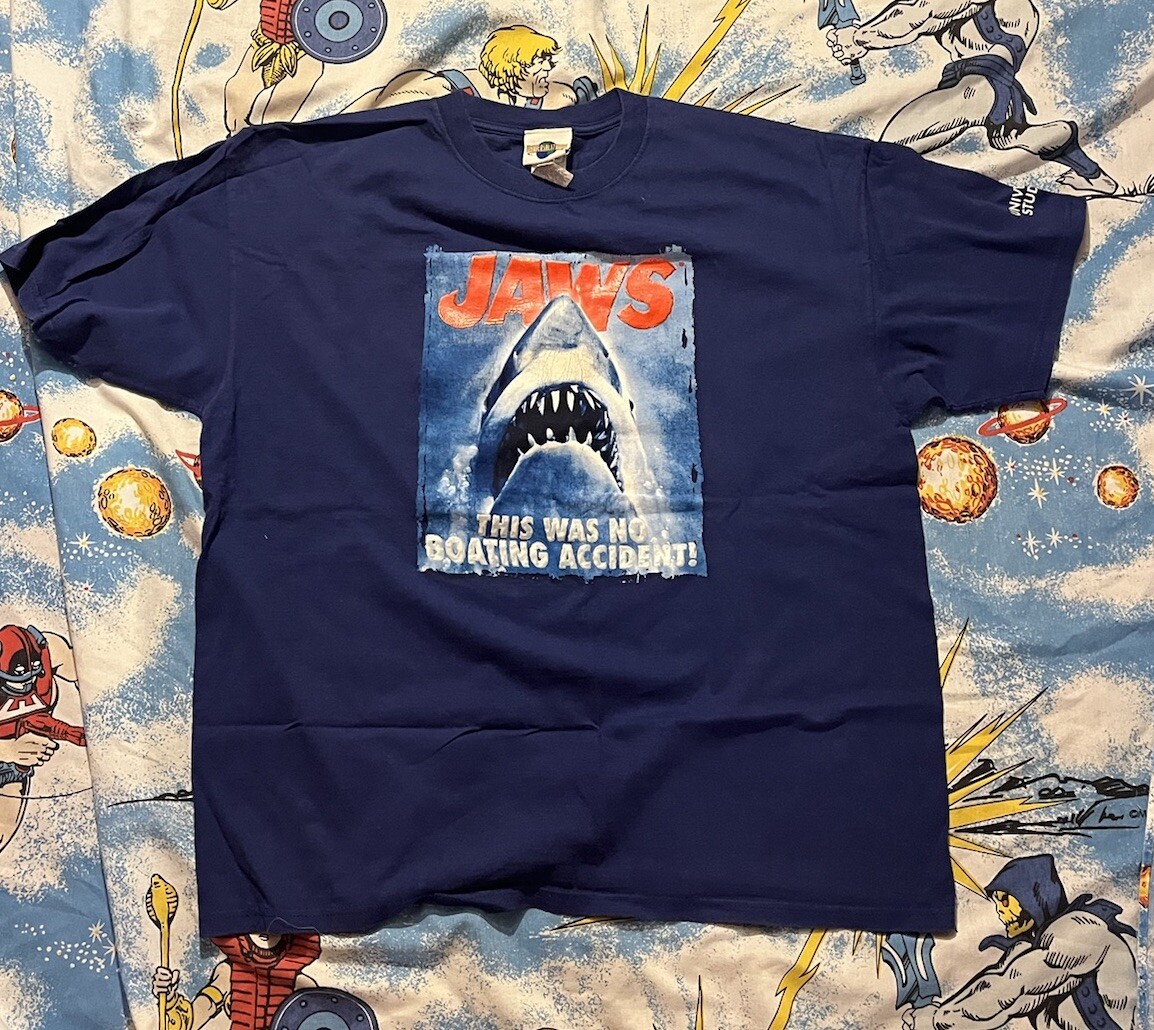 Vintage Universal Studios Jaws T Shirt Men's Size XL Blue NO